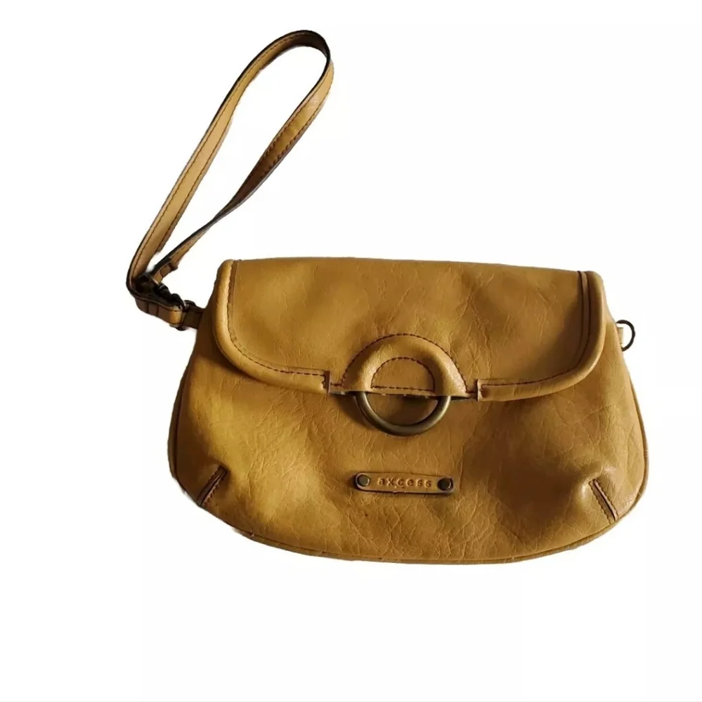Liz Claiborne AXCESS Small Rust Copper Faux Leather Shoulder Bag Wristlet Purse